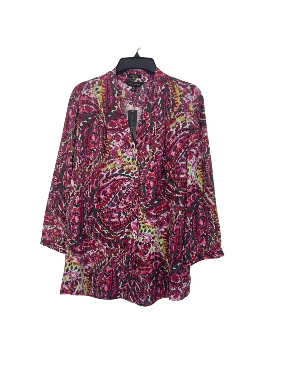 Caroline Investments Womens Multi-Color Paisley Button-Up Blouse Size XL New